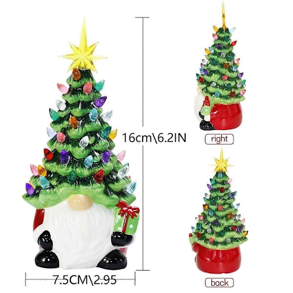 Joulukoristeet - 6,2 tuuman valaistu tonttujoulukuusi monivärisillä valoilla Pieni Min