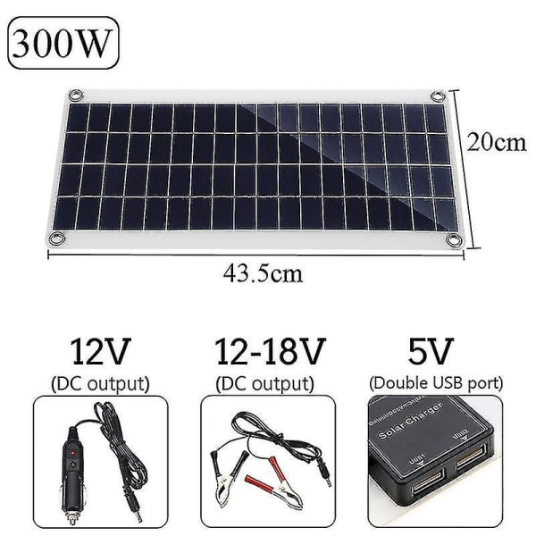 300w Solar Kit - Fleksibelt solpanel Monokrystallinsk Pv-modul + 20a Controller Kompatibel Båd Bil Autocamper Hjemmeskur Batteri Strøm Opladning-o