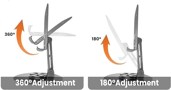 Bord- og kontortelefonstativ; 360° justerbart, flervinklet, sklisikkert metallstativ; solid og sammenleggbar telefonholder.