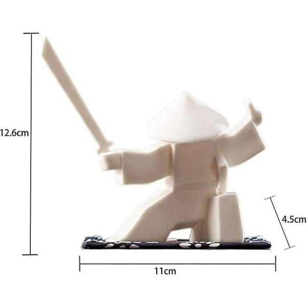 Samurai-patsaan suitsukepidike Valkoinen posliininen keräilyhahmo Luova koriste työpöydän koriste-valkoinen