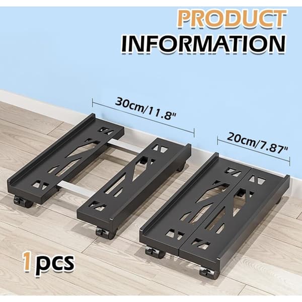 Justerbart PC-stativ under skrivebord 20-30 cm – Maks. belastning 30 kg – 4 drejelige ABS-hjul – Optimal ventilation til CPU