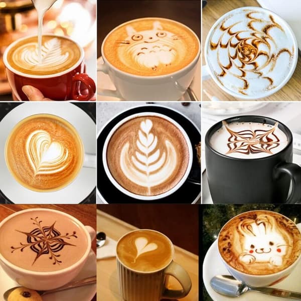 2 stk. SS Melkemugge 350ml+600ml med Målemerke+2 Lattepenner