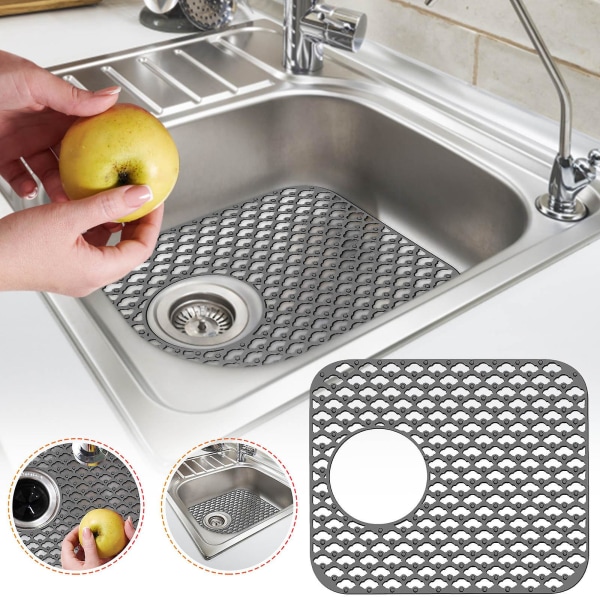 Silikone vaskmåtte bagtil køkkenvaskbeskytter Tilbehør Foldeskridsikker vaskmåtter til bunden af ​​rustfrit stål porcelænsvask
