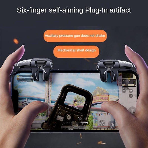 M-01 6 Finger Game Controller Gamepad Gaming Mål Skydning Udløser Joystick-knap til Pubg