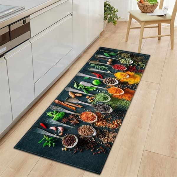 Sklisikker og vaskbar kjøkkenmatte 60x180 cm – Polyester og svamp – Absorberer raskt søl – Moderne 3D-design