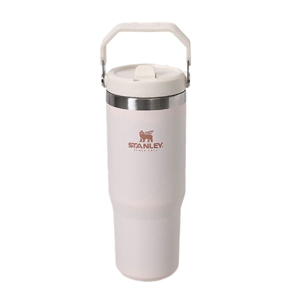 30oz Straw Tumbler i rustfritt stål, vakuumisolerte kopp, lekkasikkert, stor kapasitet, termisk krus for hjemmet, kontoret, hvit