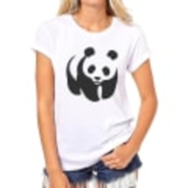 Musta ja vaalea Wwf panda -logo Majestic naisten t-paita XL