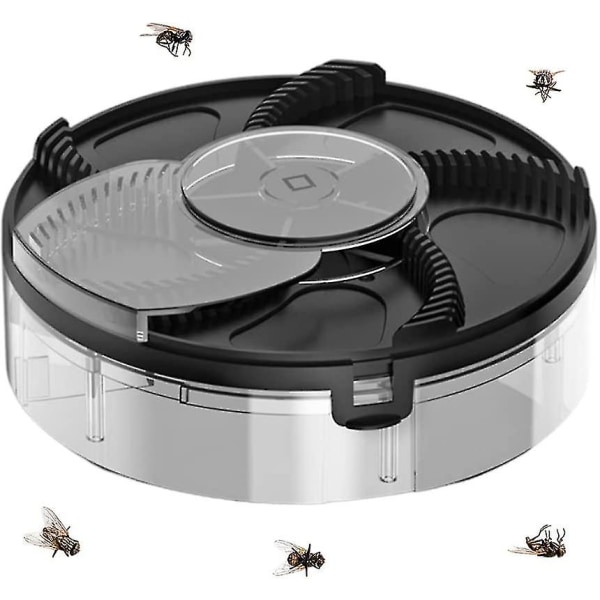 Elektrisk flugfälla, helautomatisk flugfälla med avtagbar bricka Kompatibel inomhushushållsflugor (svart)-f