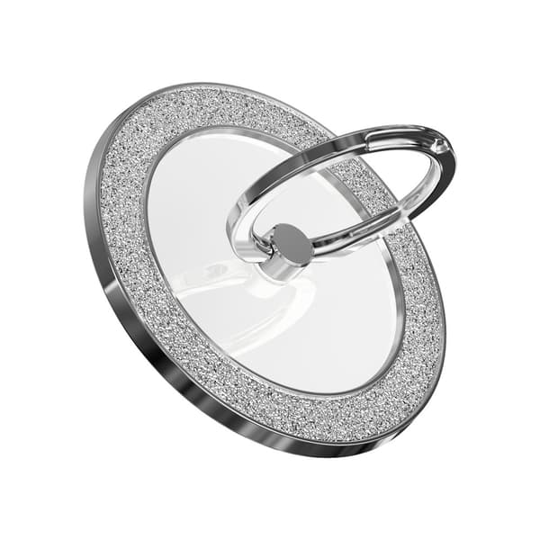 Diamantglitter Magnetisk Telefonringholder, Sammenleggbart Skrivebordsstativ for iPhone Android Universell Bruk silver