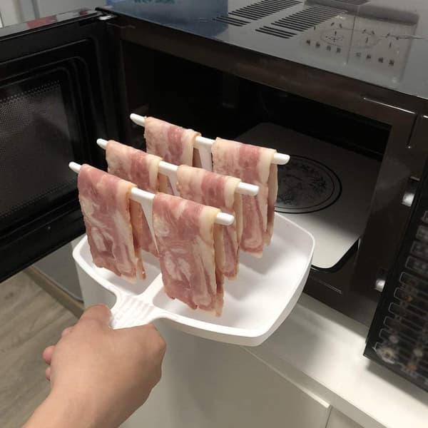 Mikrobølgeovn-baconbakke til bacon, bacon, crisper