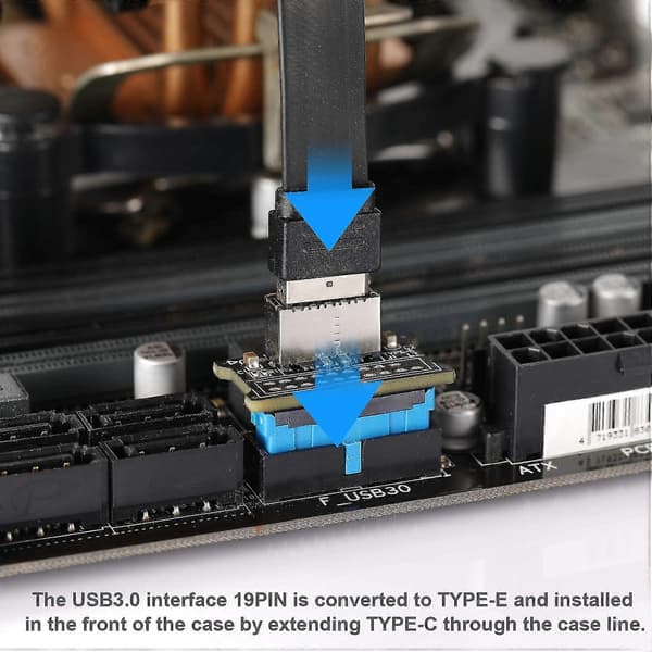 Datorhuvudkort Usb 3.0 19pin Till 3.1 Typ-c Panel Er Typ-e Adapter 20 Till 19 Pin Expans
