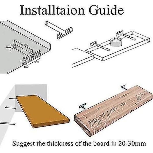 6 kpl piilotettu hyllyn tuki kelluva hylly kiinnikkeet T-kiinnikkeet Kiinnitystarvikkeet kaikenlaisille hyllyille ja seinäkoristeille (3) (3-d)