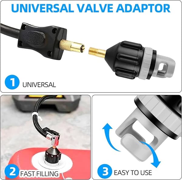 SUP luftventiladapter sæt 4 multi-dyser oppustningsstik til paddleboard kajak oppustelig båd svømmering