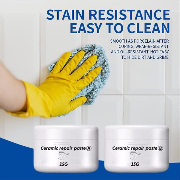 Reparasjonsmiddel for keramiske fliser Keramikkpasta Toalettglasurreparasjonsmiddel Keramiske fliser limfliser reparasjonspasta