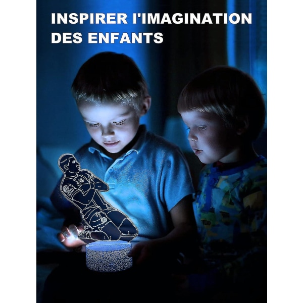 Frankrig fodboldspiller Mbapp #7 natlampe til drenge,16 farveskiftende dæmpbar med fjernbetjening værelse fodboldindretning,bordslampe til fodboldfans børn teenagere