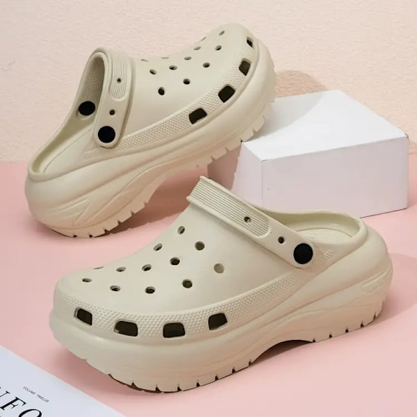 Crocs Classic Mega Crush Clog - Sorte Sandaler til Kvinder - Ekstra Tyk Crush-Sål Bone white M4W6/36