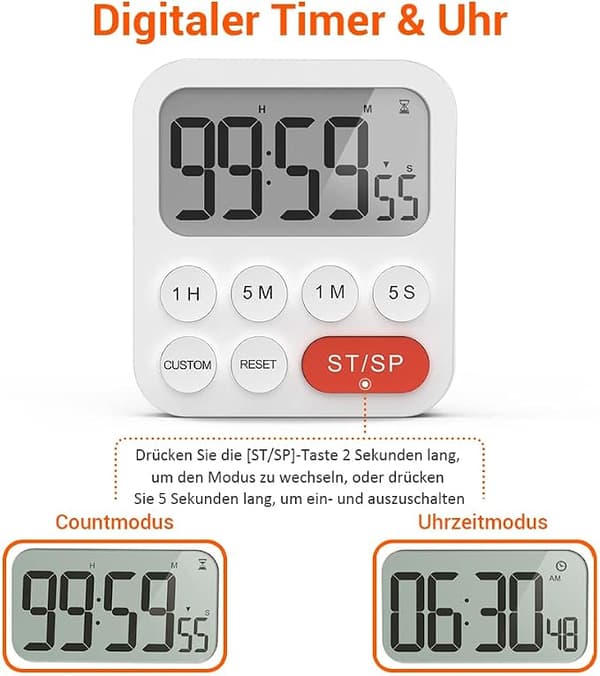 Digital køkkentimer æggetimer magnetisk stopur