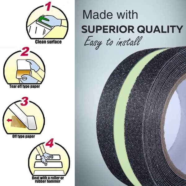 Lysende anti-skli tape 10m×5cm for trappegulvsikkerhet