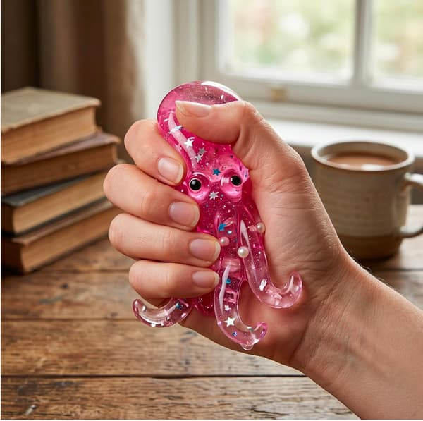 3 stk. blekksprut-squishy, søte squishies, assorterte farger