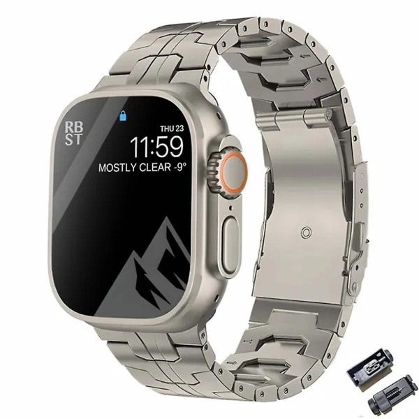 Luksus Titanium Rem til Apple Watch  Ultra 49mm 45mm 44mm 41mm 38mm Herrearmbånd  Titanium  38 Til 41mm