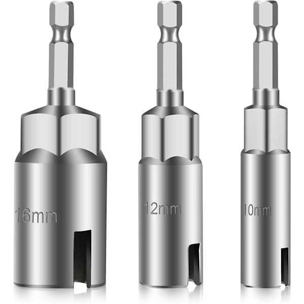 3-pack Hexskaft Mutterdragare, 1/4\" Hexskaft Power Wing Mutterdragare Set, Spårad Wingmutterkrok Borrbit Socket Nyckel Panelmutter Skruvverktyg Öga C-krok B