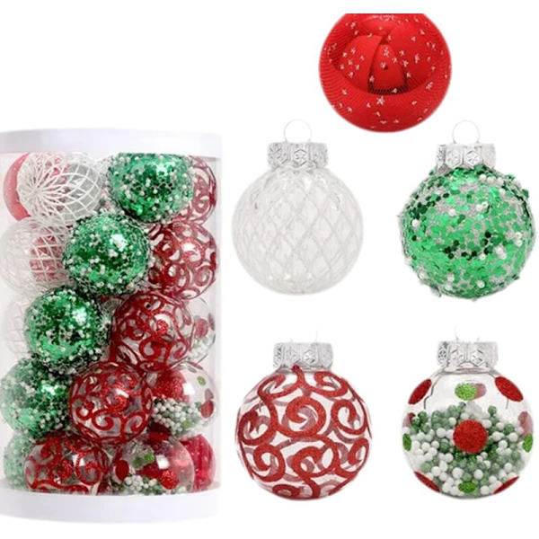 25 stk. glitter julekuler i plast