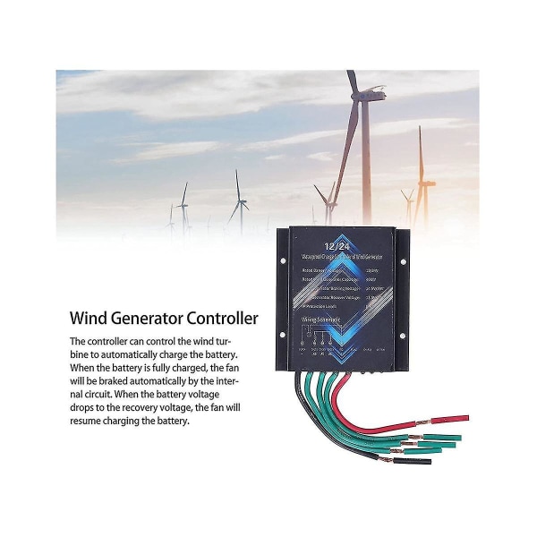 Laddningskontroll för vindkraftverk, 400w 12v 24v minivindkraftsgeneratorkontroll Ip67 vattentät