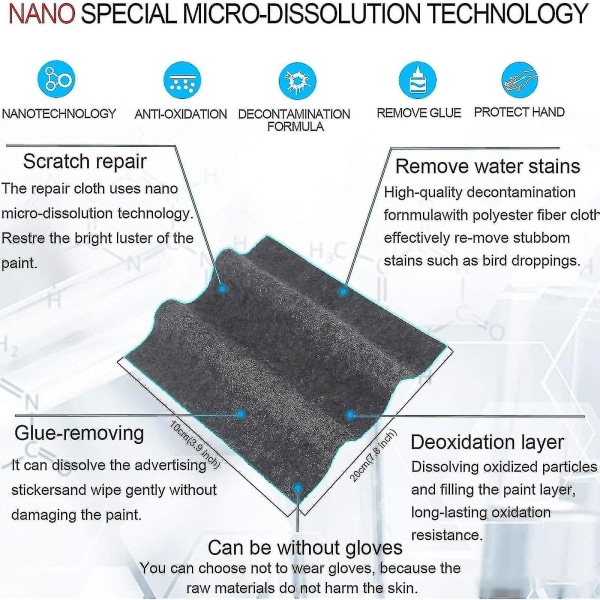 2 st Nano Sparkle Duk, Nano Sparkle Duk för bil repor, Multi-purpose bil repor borttagning trasa, Nano Magic