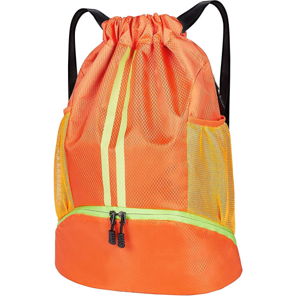Orange snøre gymnastiktasker, stof snøre taske Vandtæt åndbar snøre taske til voksne Børn Mænd Kvinder Drenge Piger, Velegnet til skolerejser