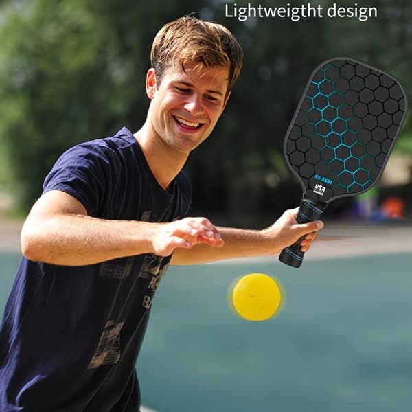 2 st blå bikakeformade glasfiber pickleballracketar med 4 pickleballs bärväska lättvikts inomhus utomhus sportutrustning