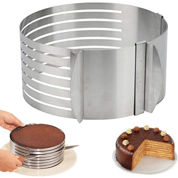 Kageringe, rustfrit stål, justerbar ring 7-lags mousse