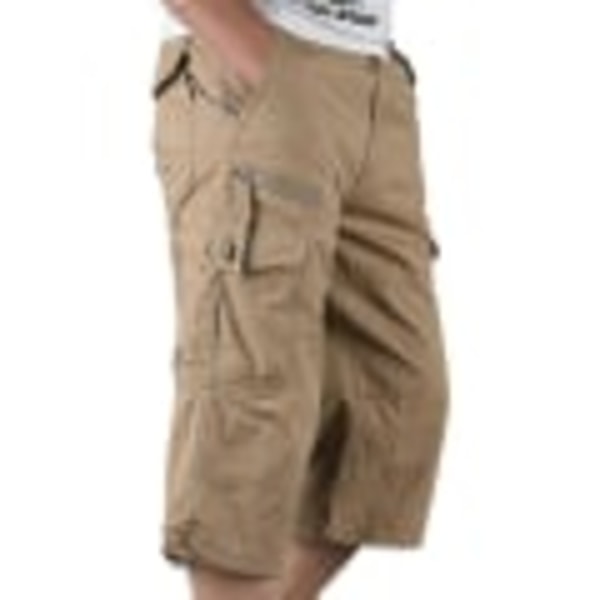 Miesten 3/4 pituiset joustavavyötäröiset shortsit Cargo Combat -housut Khaki 3XL
