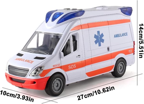 Ambulansebil Leketøy - Blinkende Lys Sirene Lyder Avtakbar Båre