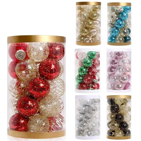 25 stk. julekugler i glitterplast