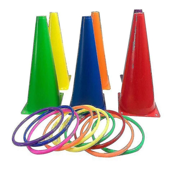 12-delad plastringkastningsspel för barn och utomhusringkastning med hastighet och smidighet Övningsspel, slumpmässiga färger