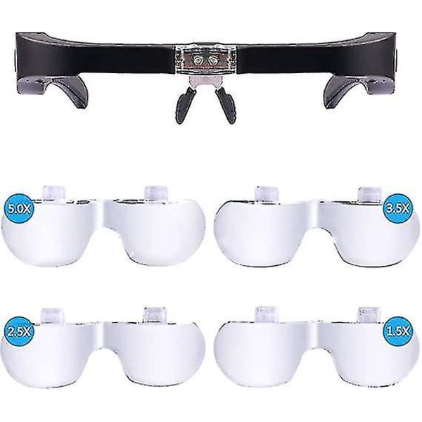 Forstørrelsesglas med 2 LED S Usb-opladning Forstørrelsesbriller til læsning af smykker Craft Watch Rep Hobby, Aftagbarnses 1.