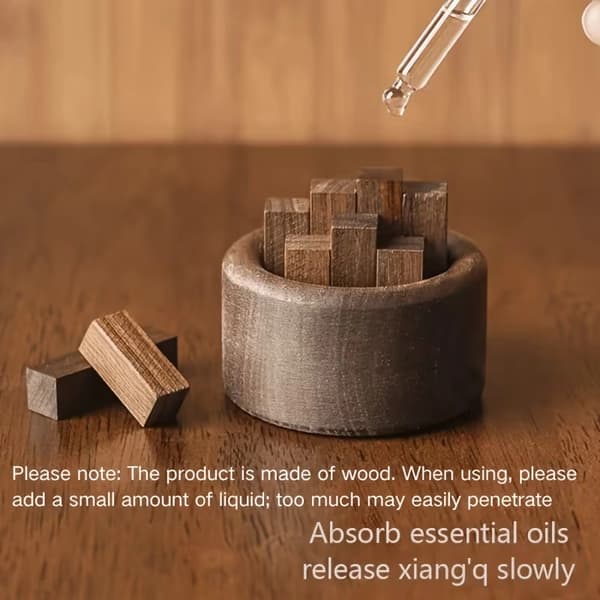Träbilblock eterisk oljediffusor, naturlig valnöt passiv aromdiffusor, mini bärbar doftdiffusor för bil, skrivbord, sovrum