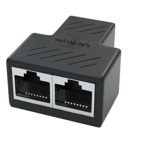 Ethernet Splitter RJ45 LAN Netværksadapter, 2 pakker 1 til 2 Ethernet Splitter 8P8C Ethernet Stik Socket til Cat5/5e/6/7 Connector
