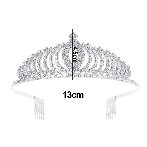 Dam Elegant Glänsande Strass Krona Hårband Tiara, Silver