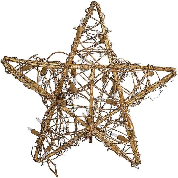 Kurt Adler 20-Light Gold Rattan Star Treetop