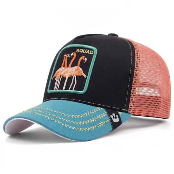 Mesh-keps med djurbroderi - Flamingo