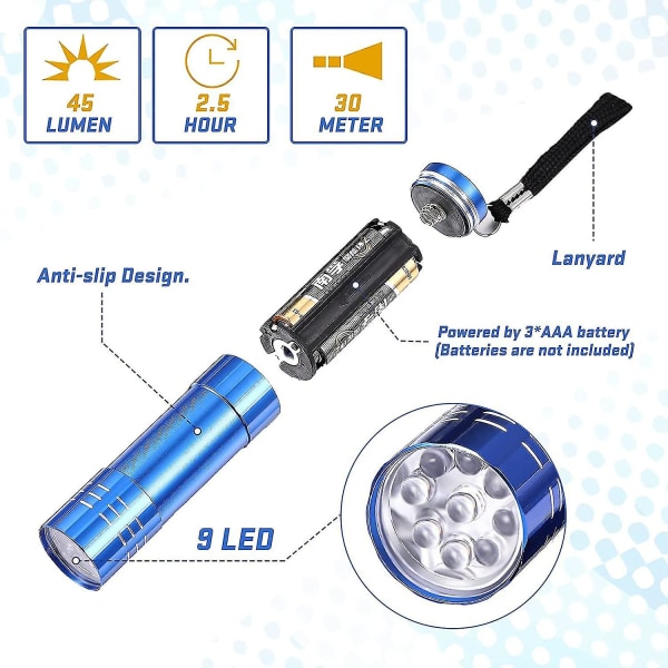 2-pak mini lommelygte - Ultra Bright LED lommelygte, 4 tommer vandtæt lommelygte