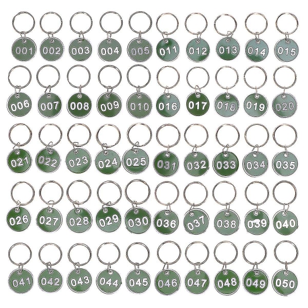 50 st Nyckelring i rostfritt stål Numrerade nyckelbrickor Metalletiketter Nummernyckelring Metallnumrerade etiketter Runda numrerade etiketter