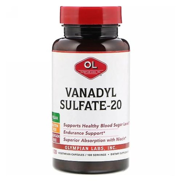 Olympian Labs Vanadyl Sulfat, 20 mg, med Niacin 100 kapsler (Pakke med 1)