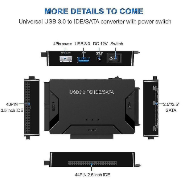 Zilkee Ultra Recovery Converter Usb3.0 till Sata/ide Hårddisk Kabel Disk Adapter Eu-kontakt