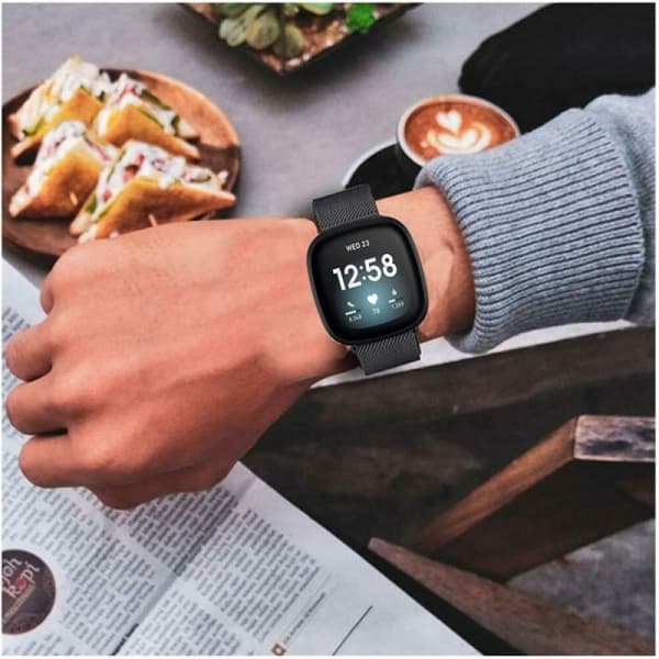 Passer til Fitbit Versa 3/4 rustfrit stål Milanese urrem