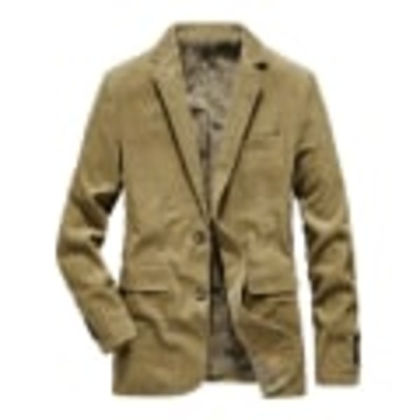 Vintage avslappnad kavaj, herr casual manchesterkostym, khaki 2XL