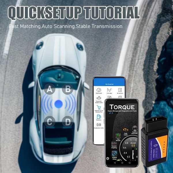 ELM327 Bluetooth OBD2-skanner, bildiagnostisk kodläsare för Android och iOS, stöder alla OBDII-protokoll