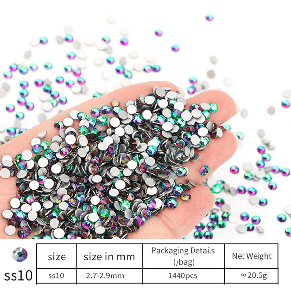 Flatback Rhinestones, for Craft Nails Dance Costumes, Flat Back Nail Crystals,green flame