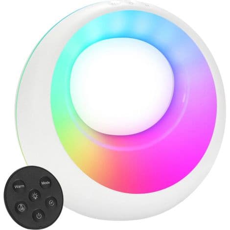 Berøringsfjernkontroll RGB Rund Nattlampe Dimbar Timer Minnefunksjon